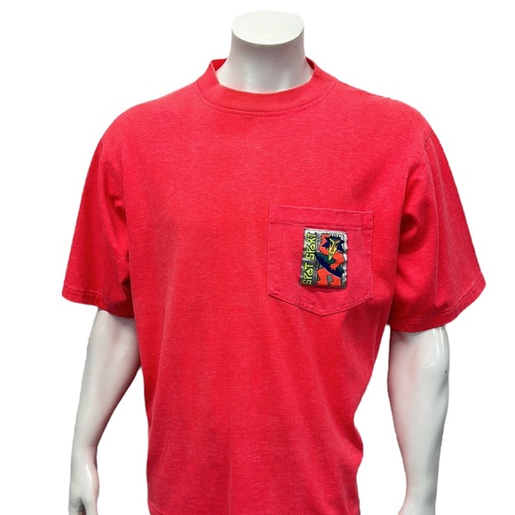 Vintage 80-90s Spot Sport European Beach Pink Single Stitch T-Shirt Surf USA XL - Picture 4 of 12